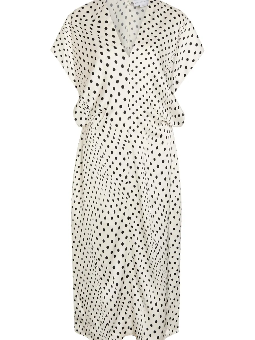 Polka-dot satin midi dress