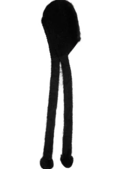 Pom-pom brushed mohair-blend hood