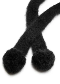Pom-pom brushed mohair-blend hood