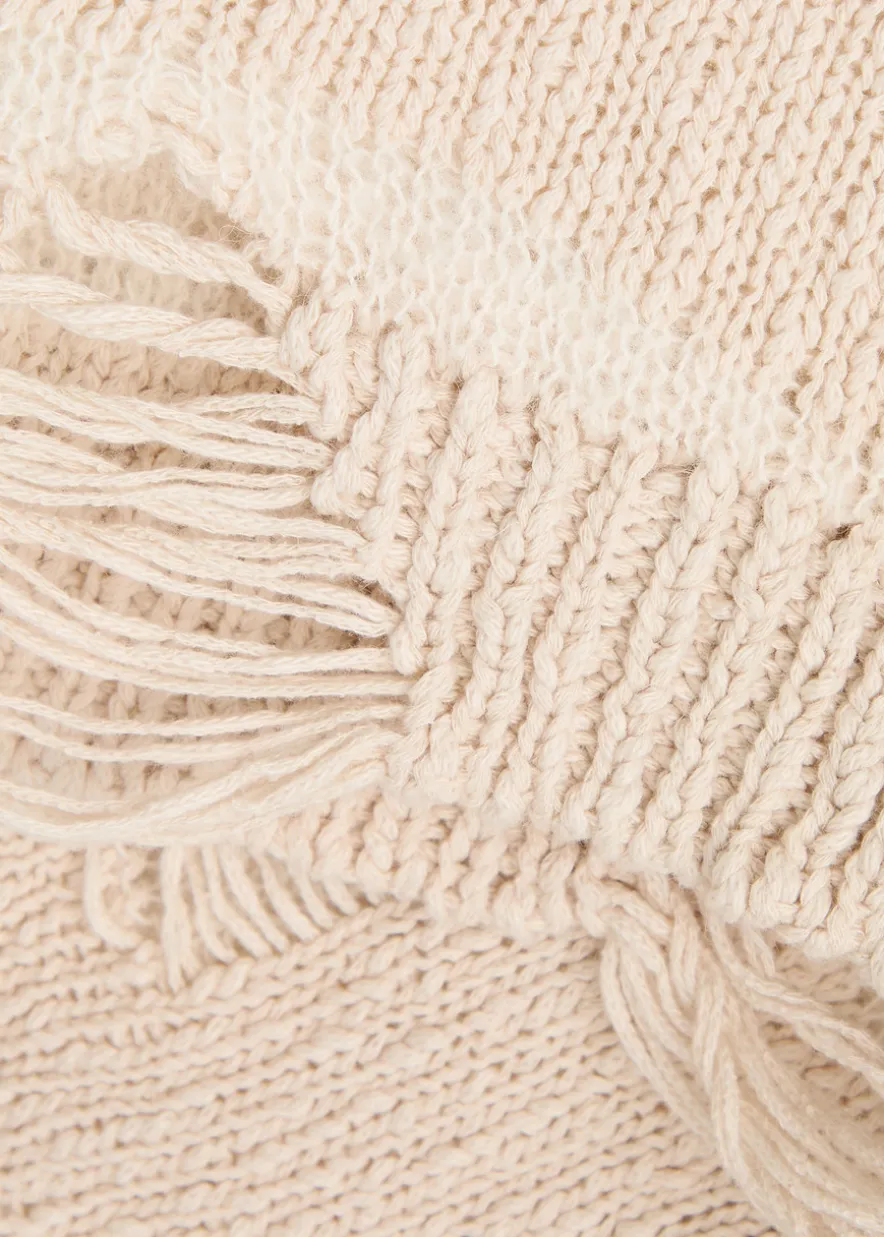 Popover Roundneck striped distressed cotton-blend jumper