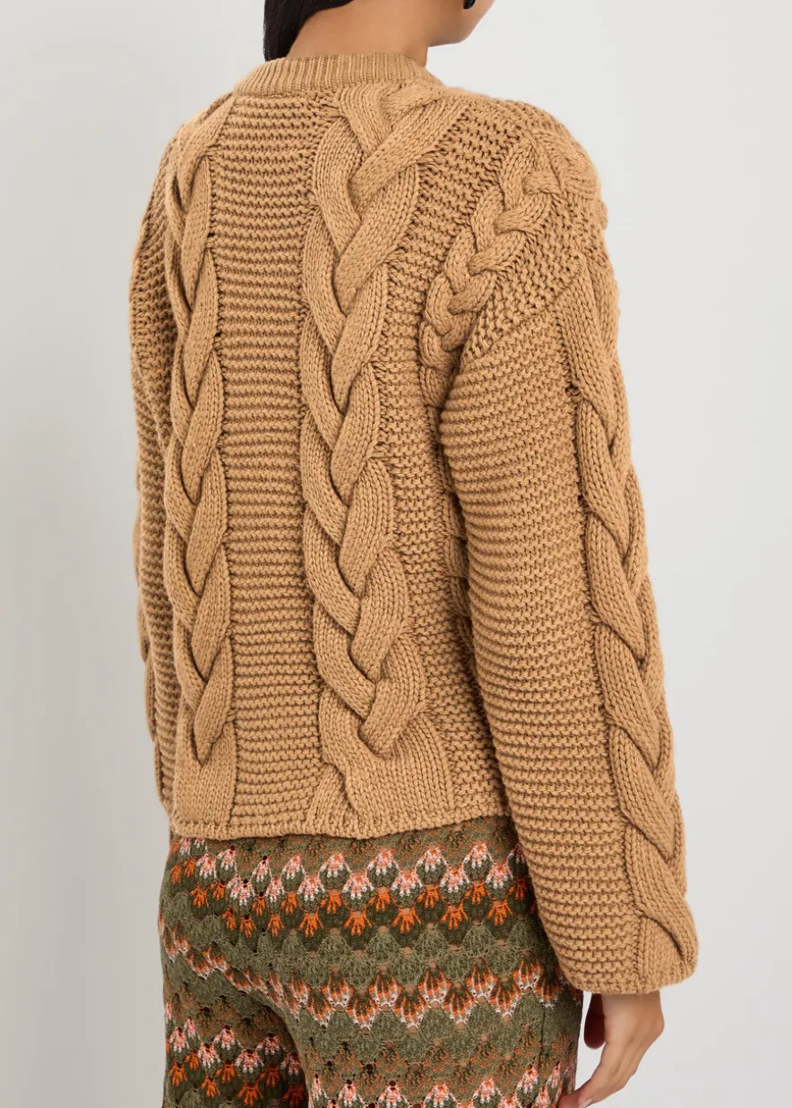 Portrait crystal-embellished wool-blend cardigan