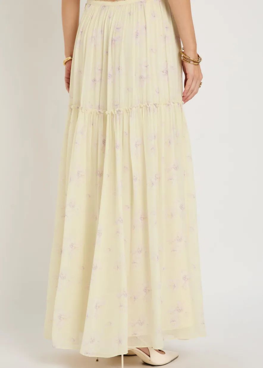 Positano floral-print georgette maxi skirt