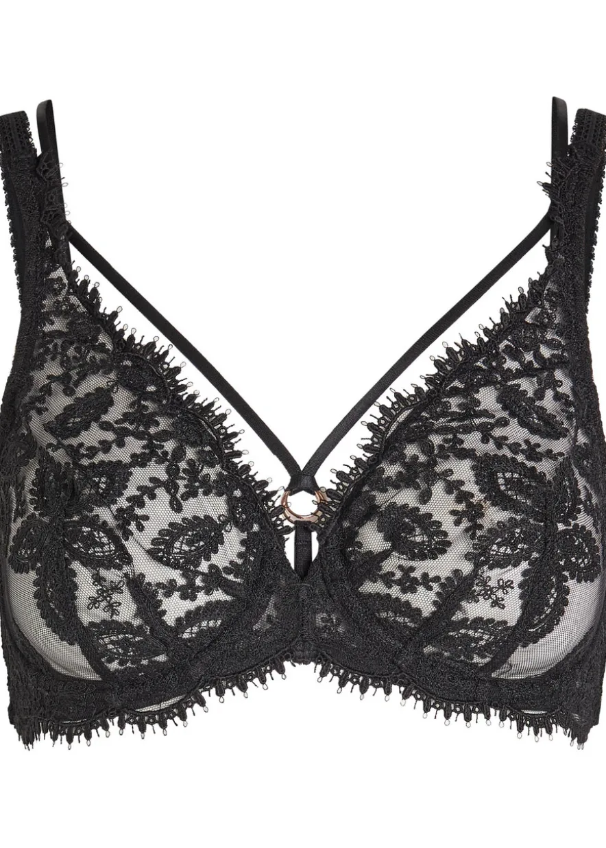 Précieuse floral-embroidered tulle underwired bra