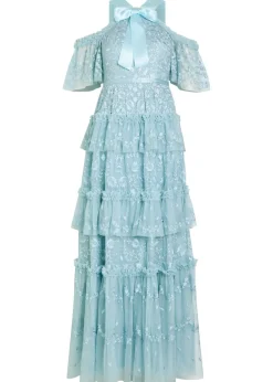 Primrose floral-embroidered tulle gown