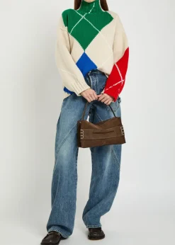 Pringle argyle high-neck wool jumper