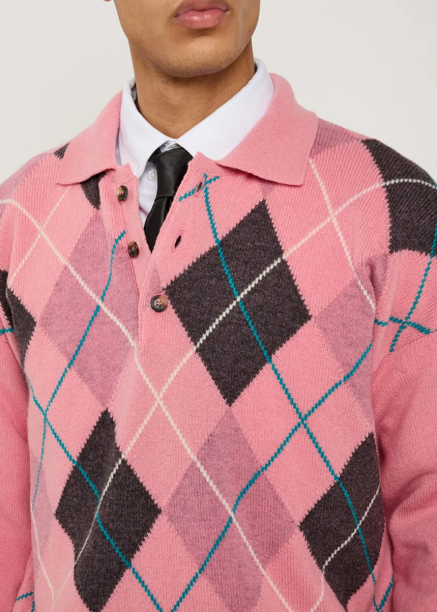 Pringle argyle wool polo jumper