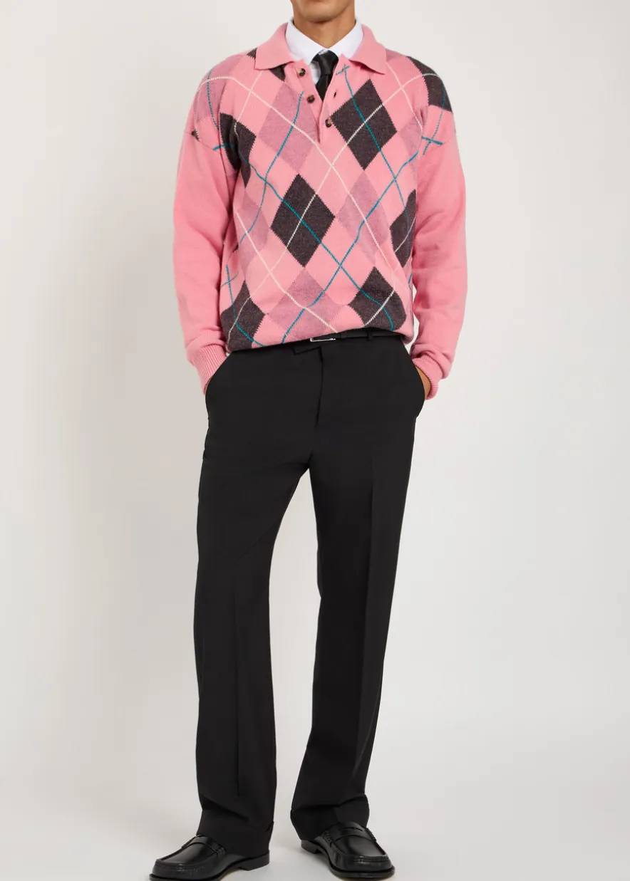 Pringle argyle wool polo jumper
