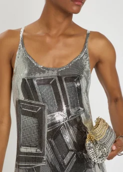 Printed chainmail mini dress