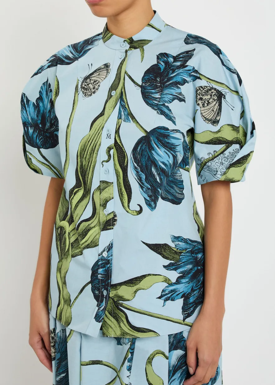 Printed cotton-poplin blouse