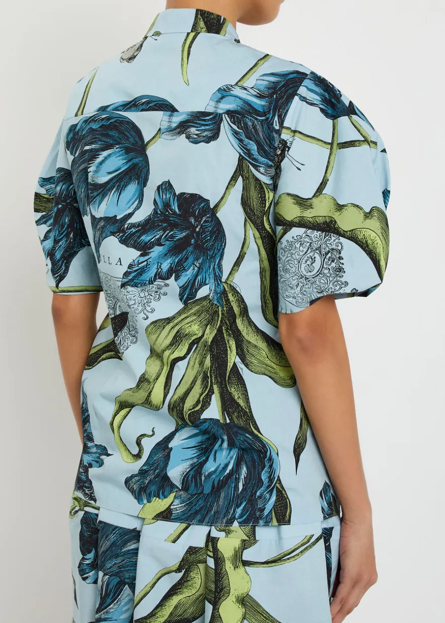 Printed cotton-poplin blouse
