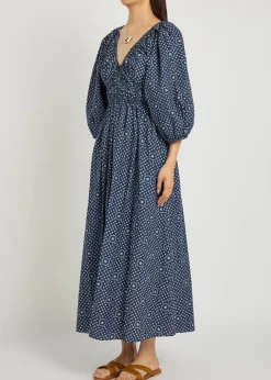 Printed cotton-poplin midi dress