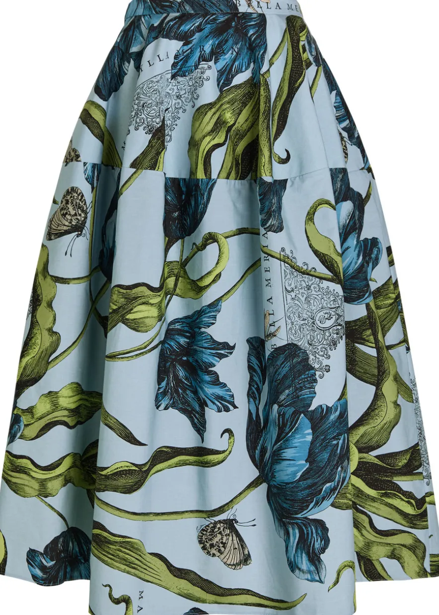 Printed cotton-poplin midi skirt