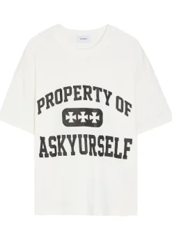 Printed distressed cotton T-shirt