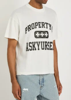 Printed distressed cotton T-shirt