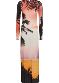 Printed embellished stretch-jersey maxi dress