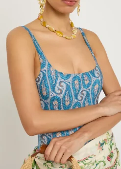 Printed low-back swimsuit