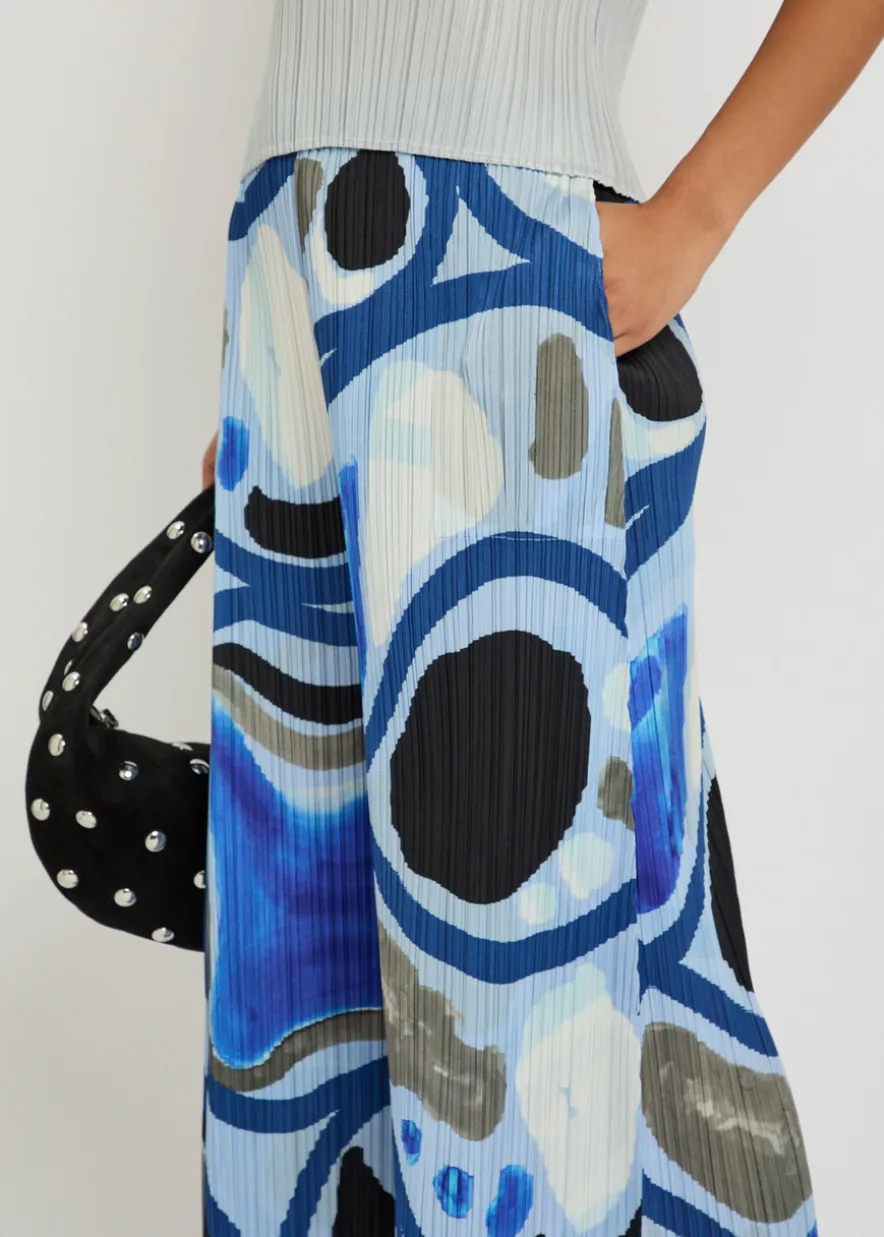 Printed pleated woven cropped trousers