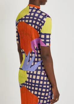 Printed pleated woven top