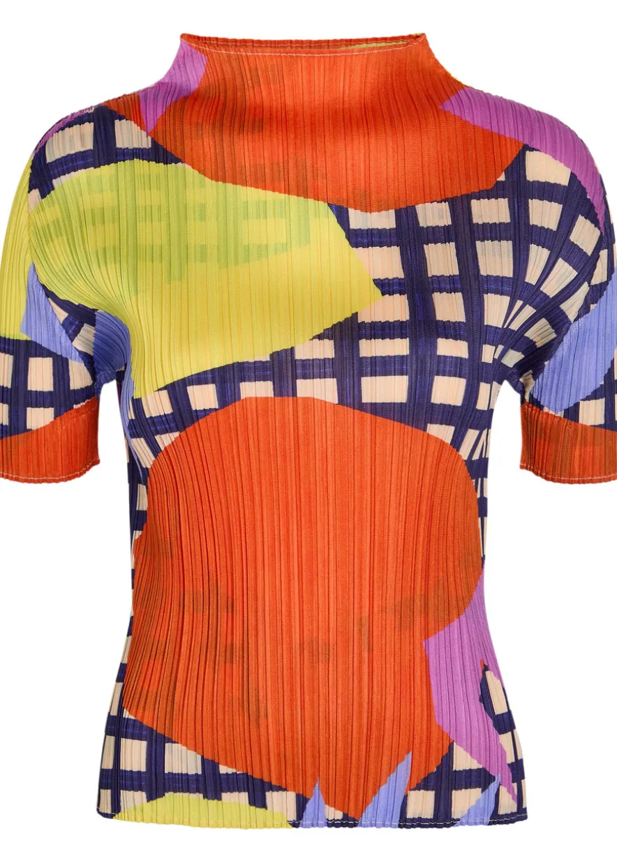 Printed pleated woven top