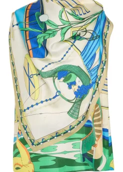 Printed scarf-effect silk top
