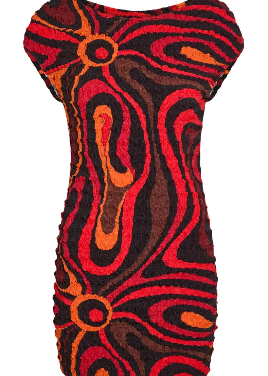 Printed seersucker mini dress