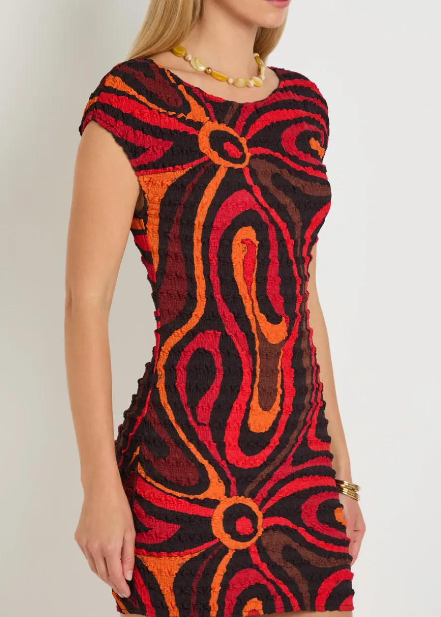 Printed seersucker mini dress