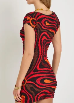 Printed seersucker mini dress