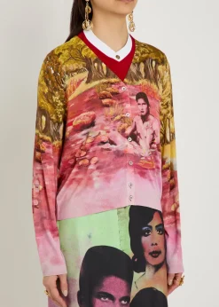 Printed silk cardigan
