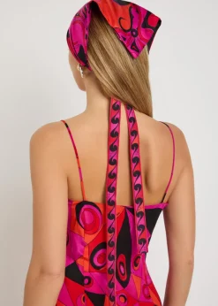 Printed silk headscarf