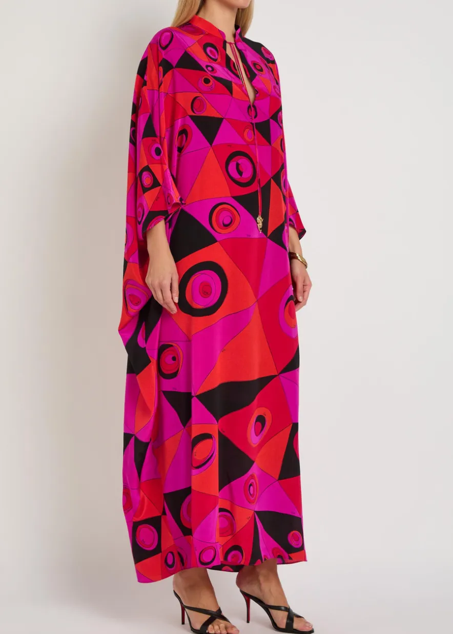 Printed silk maxi kaftan dress
