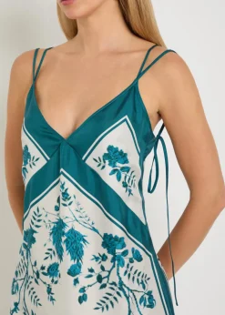 Printed silk midi dress