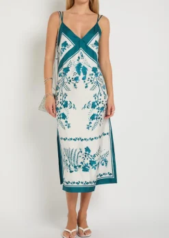 Printed silk midi dress