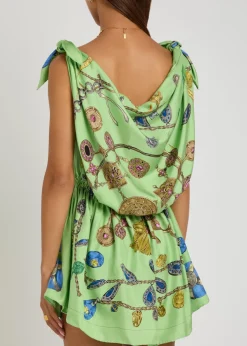 Printed silk mini dress