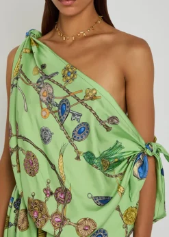Printed silk mini dress