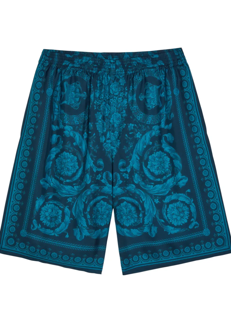 Printed silk shorts