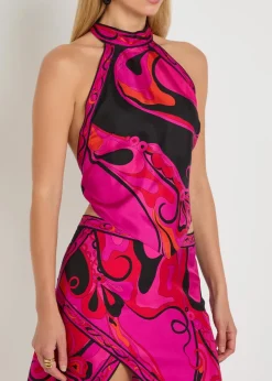 Printed silk top