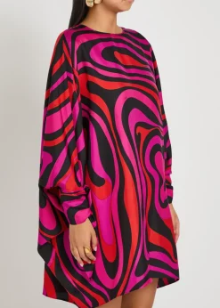 Printed silk-twill mini kaftan