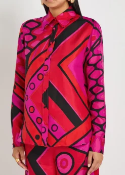 Printed silk-twill shirt