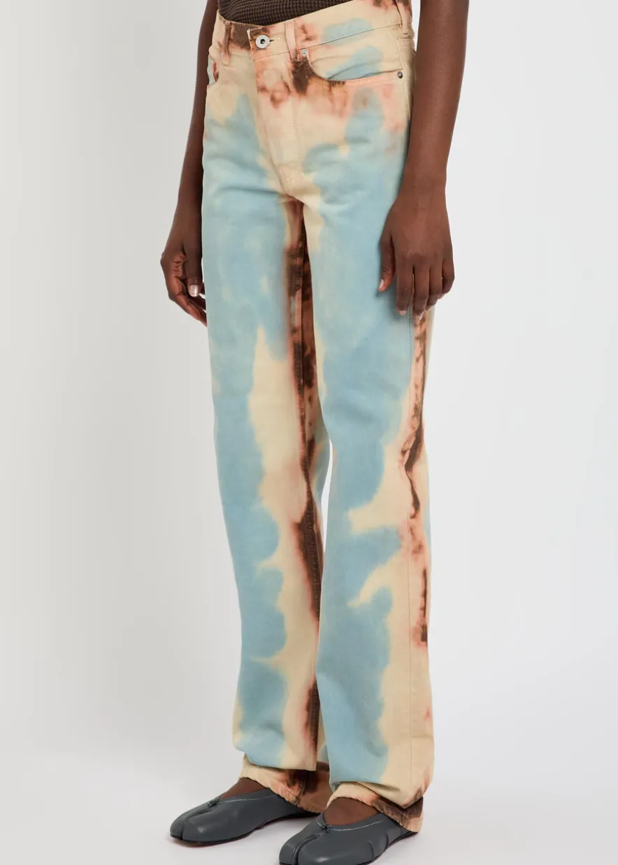 Printed straight-leg jeans