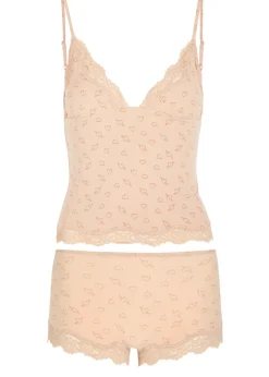 Printed stretch-jersey cami and boyshort set