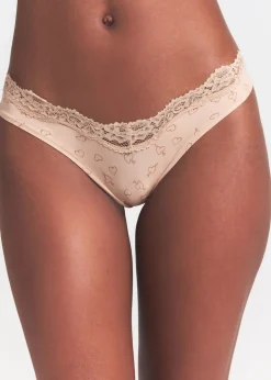 Printed stretch-jersey thong