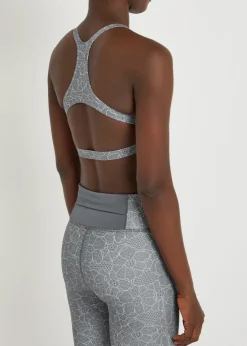 Printed stretch-jersey training bra