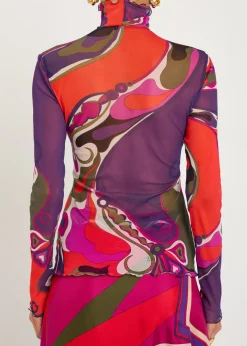 Printed tulle top