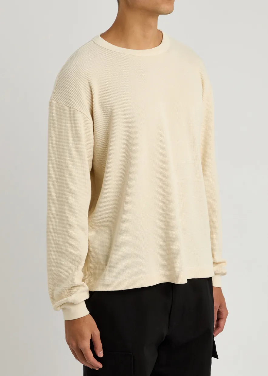 Printed waffle-knit cotton top