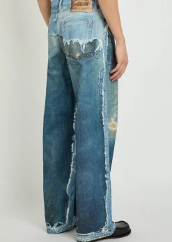 Printed wide-leg jeans