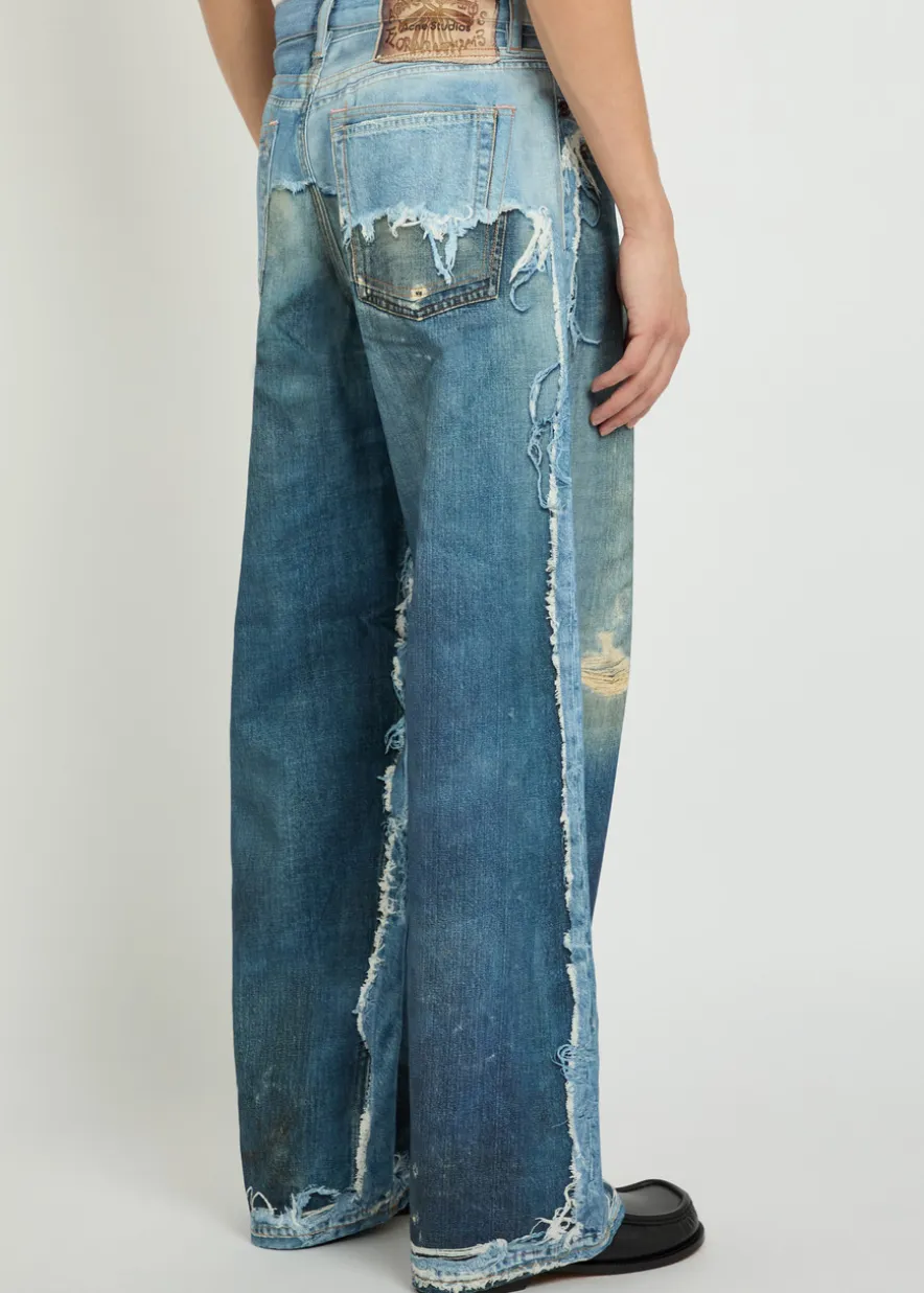 Printed wide-leg jeans