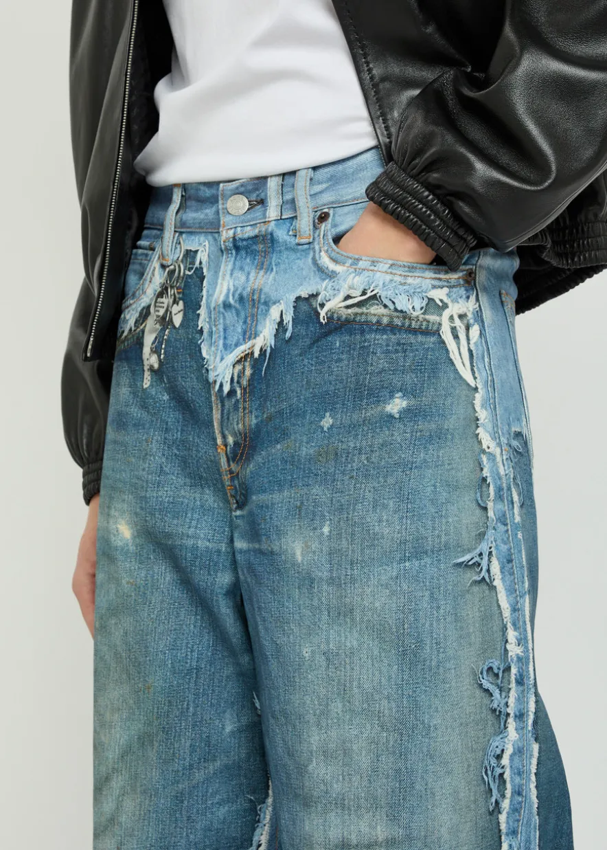 Printed wide-leg jeans