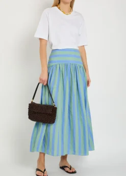 Procida striped linen maxi skirt
