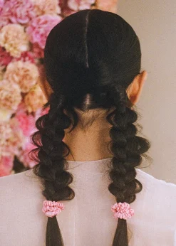 Pure Silk Skinny Scrunchies - Rose