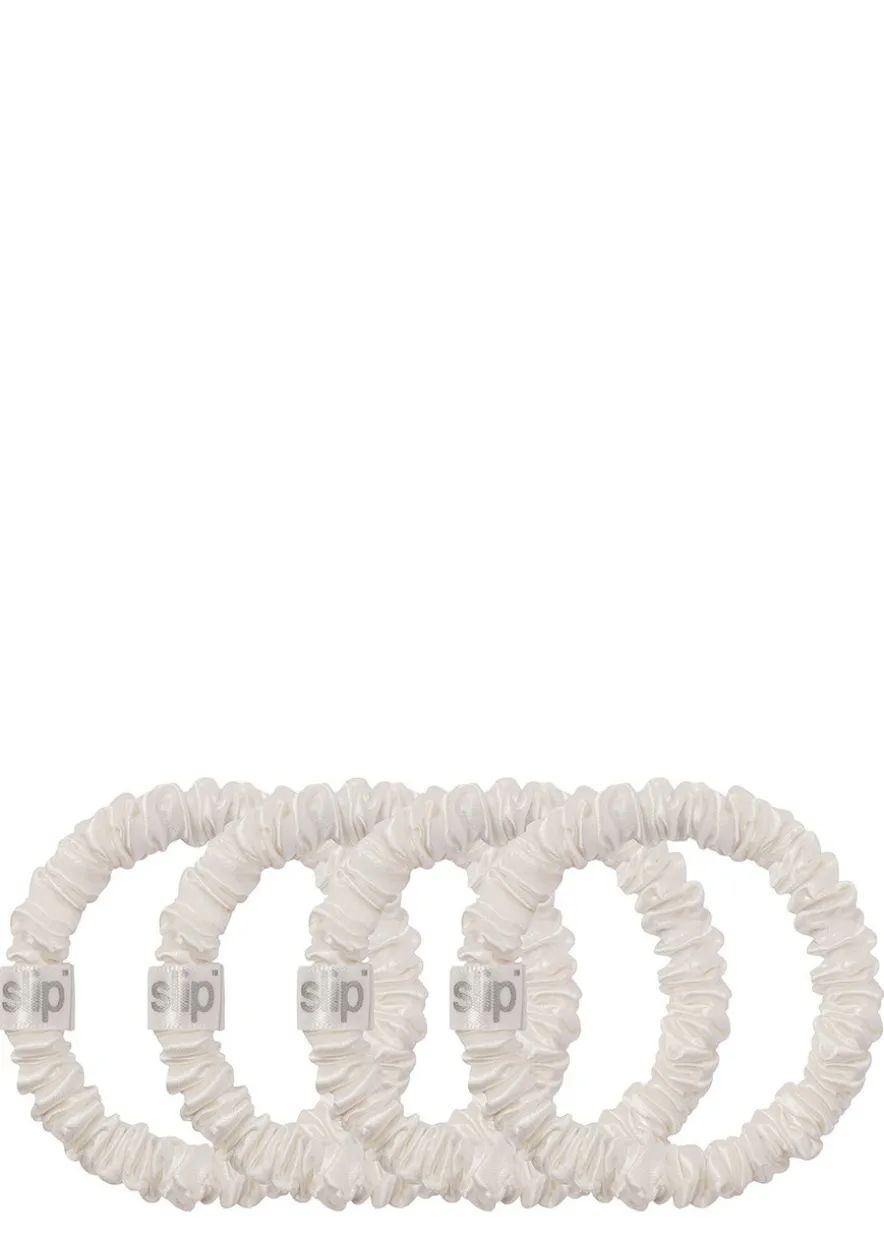 Pure Silk Skinny Scrunchies - White
